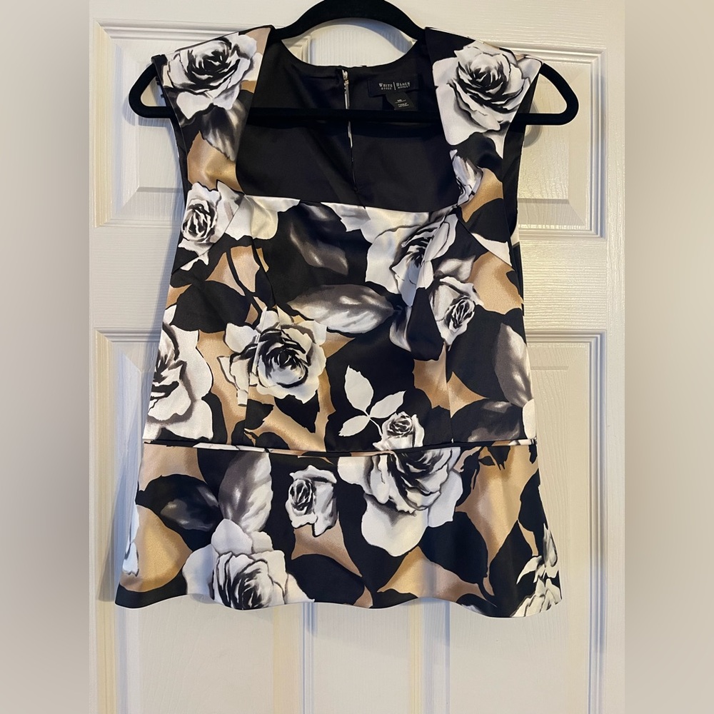 NWOT White House Black Market Satin Square Neck Blouse